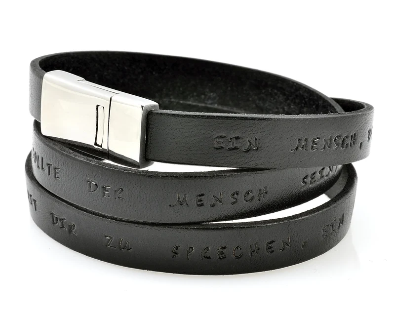 MÄNNERARMBAND MIT GRAVUR, LEDERARMBAND SCHWARZ, HERRENARMBAND