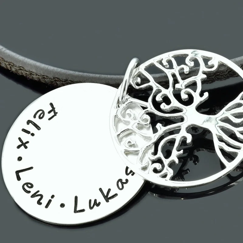 HERRENKETTE MIT GRAVUR, MÄNNERKETTE MIT TEXT, LEDERKETTE