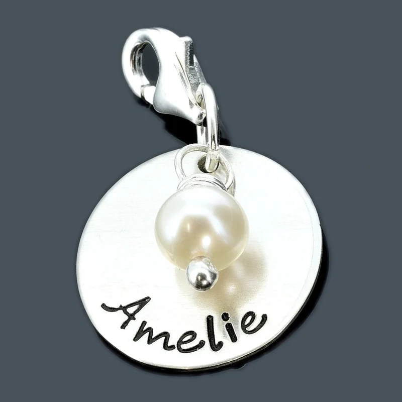 ANHÄNGER MIT GRAVUR, SILBERCHARM MIT NAMEN, SCHMUCK