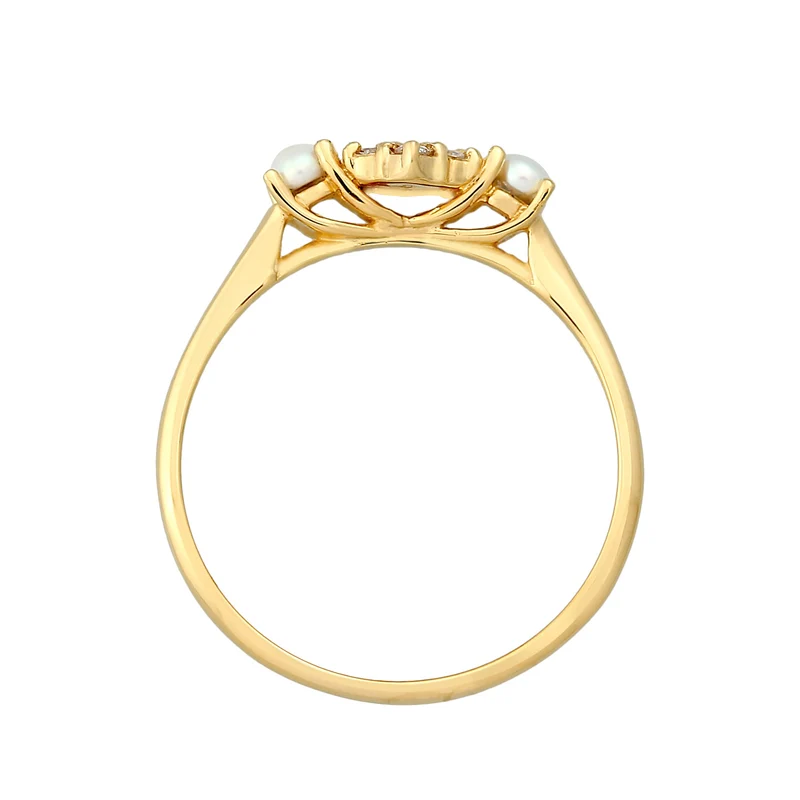 Ring | Süßwasserperle, Diamant ( Weiß, 0,095 ct )