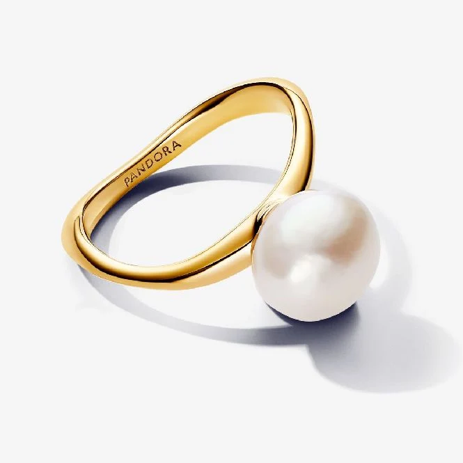 Gold Baroque Treated Freshwater Cultured Pearl Ring, Size 60