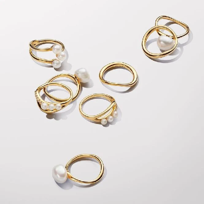 Gold Baroque Treated Freshwater Cultured Pearl Ring, Size 60