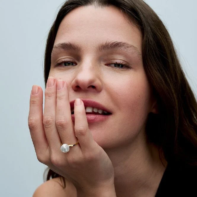 Gold Baroque Treated Freshwater Cultured Pearl Ring, Size 60
