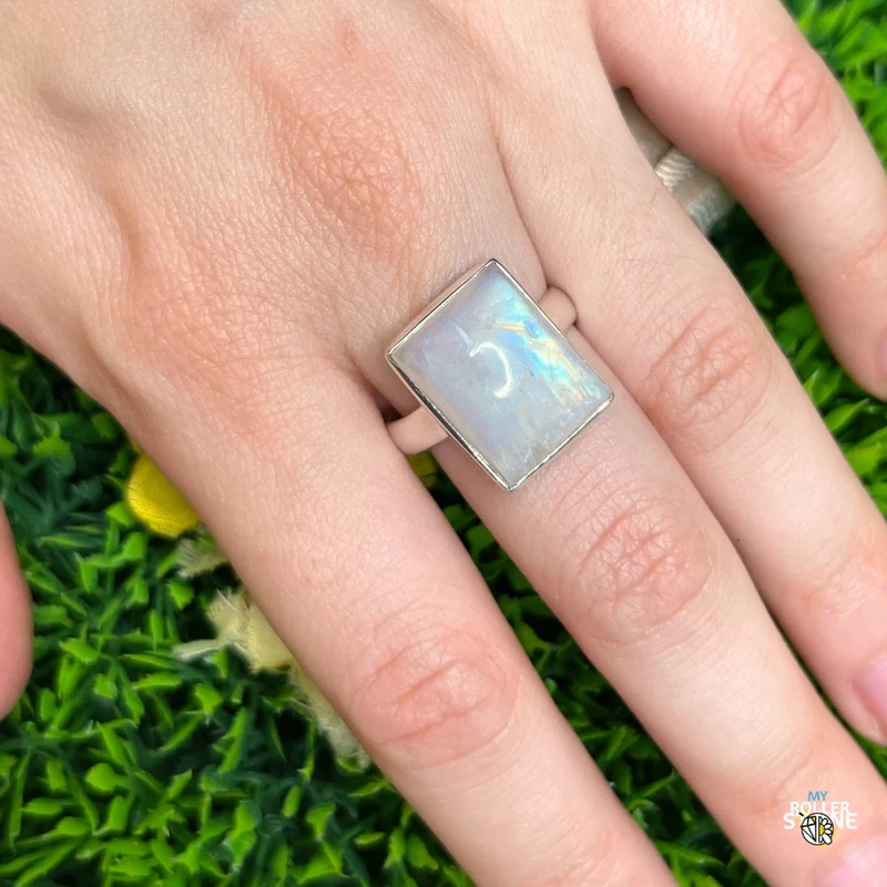 925 Silber Mondsteinring #226