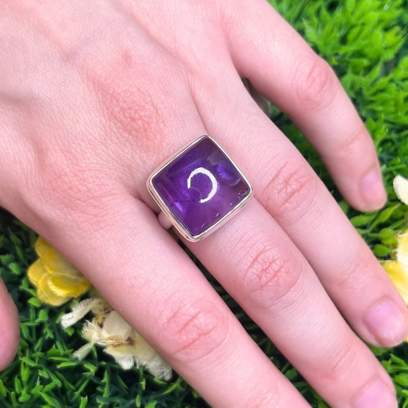925 Silber Amethyst Ring #80