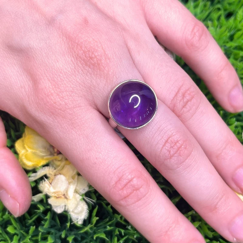 925 Silber Amethyst Ring #77