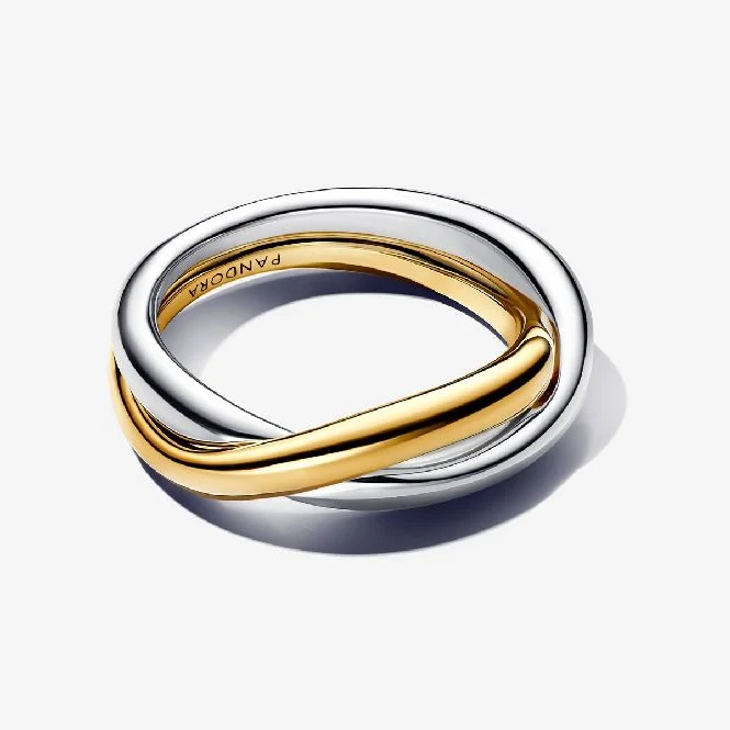 Two-Tone Entwined Bands Ring, Size 54