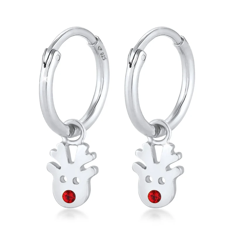 Creolen Rentier | Mit Kristallen von Swarovski® (Rot)