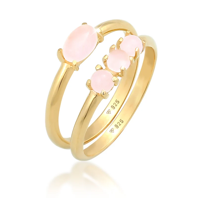 Stapelring 2er Set | Opal Pink