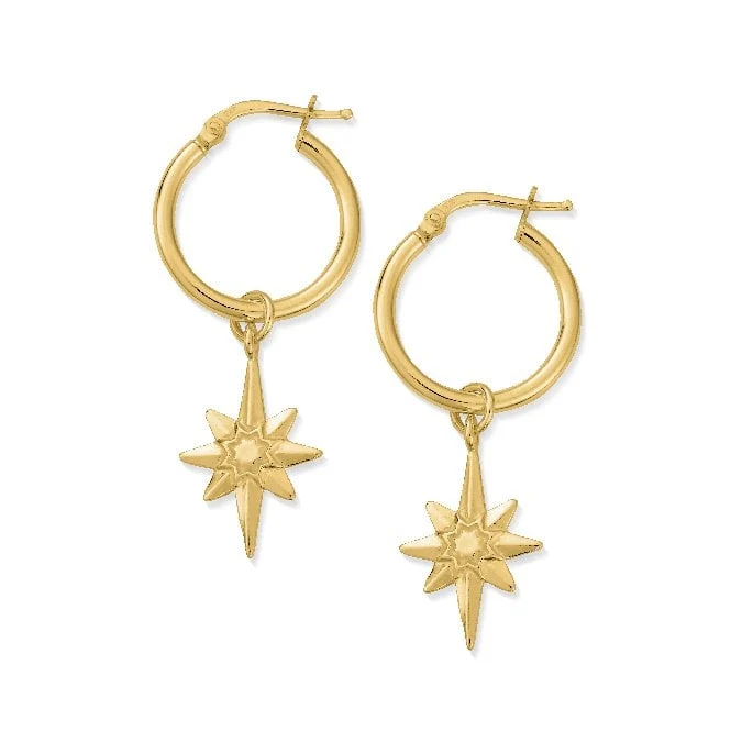 Gold Lucky Star Hoop Earrings