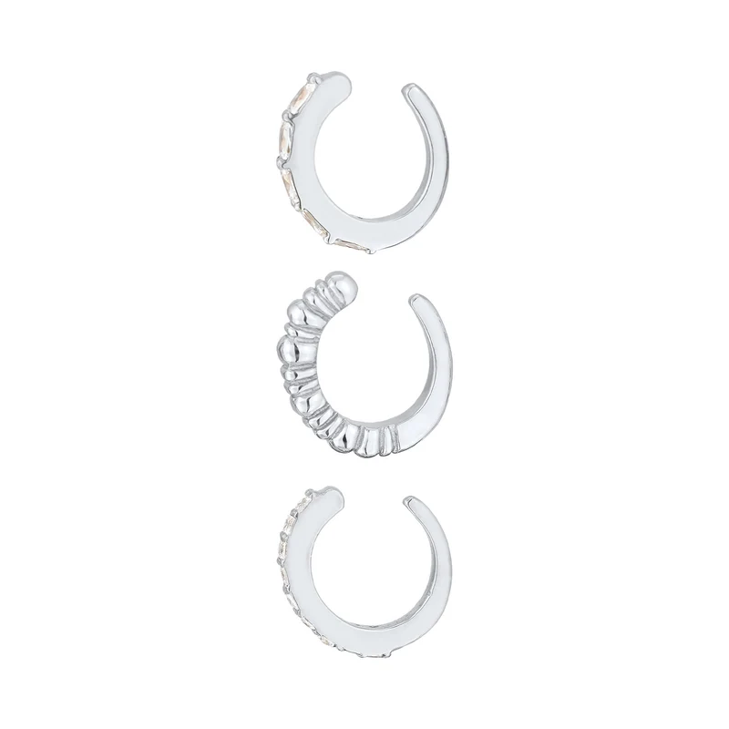 Earcuff 3er Set Geo | Zirkonia (weiß)