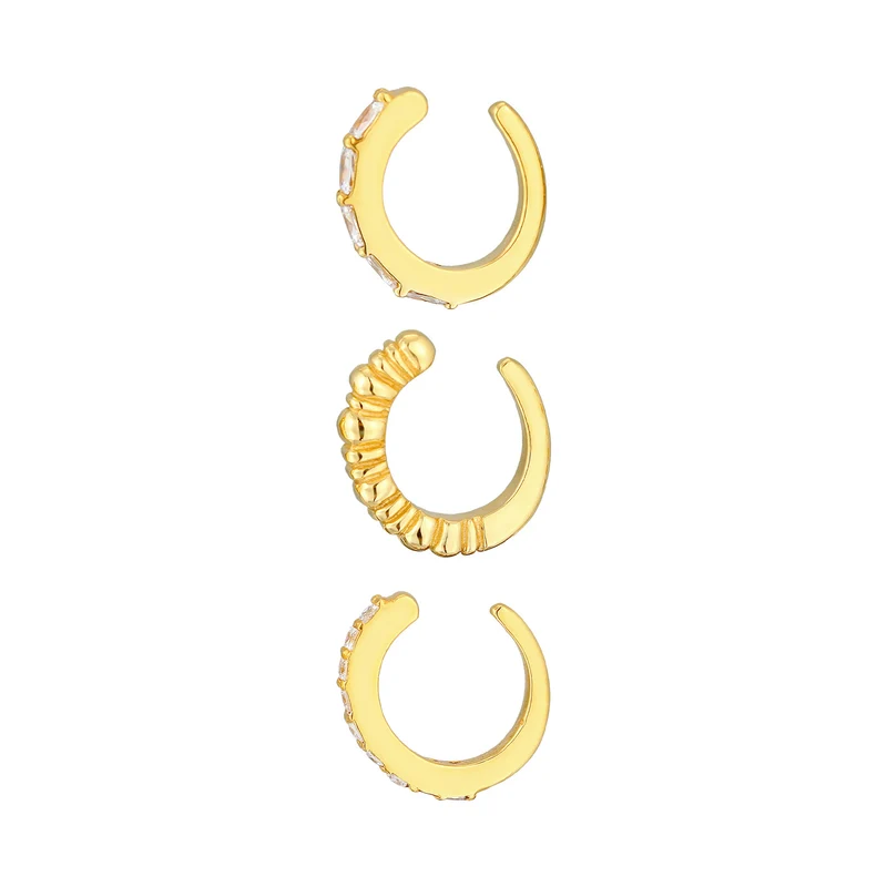 Earcuff 3er Set Geo | Zirkonia (weiß)