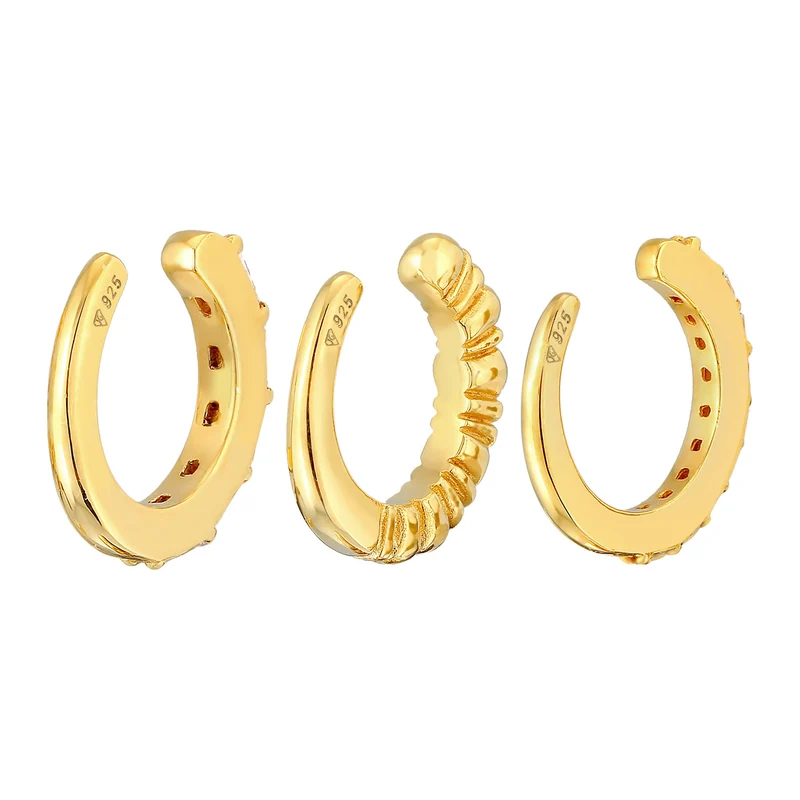 Earcuff 3er Set Geo | Zirkonia (weiß)