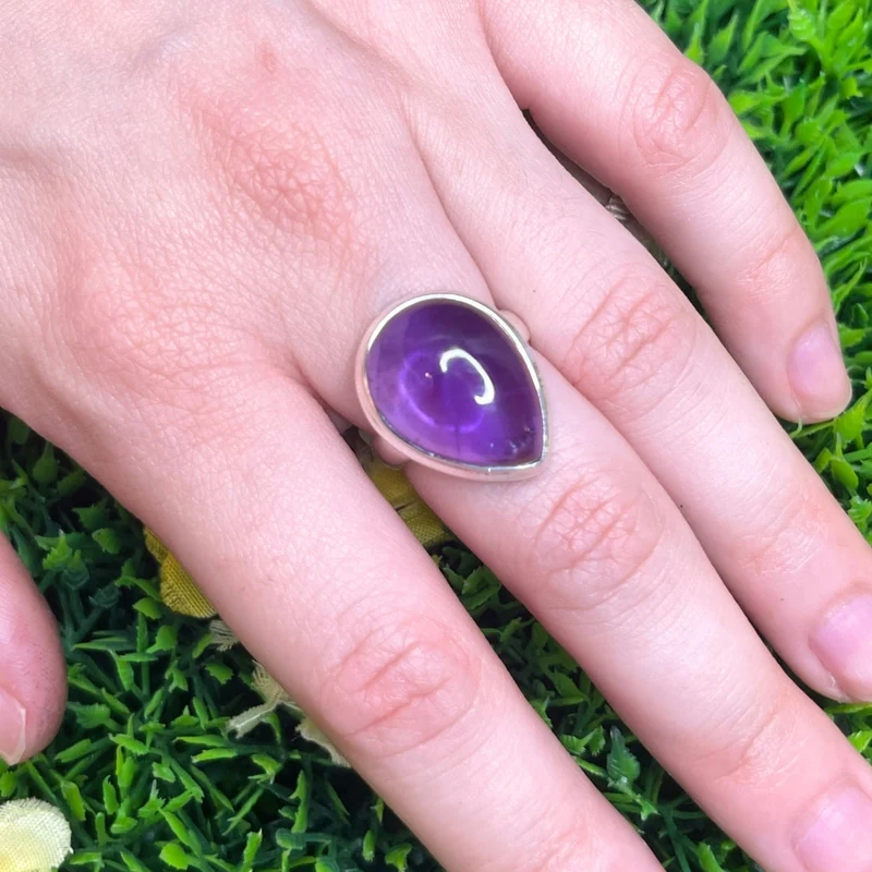 925 Silber Amethyst Ring #60