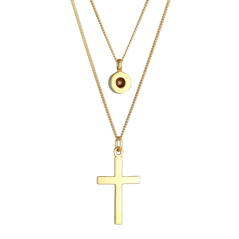 Layer-Halskette Kreuz | Mit Kristallen von Swarovski® (Weiß)