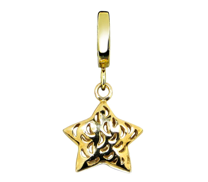CHARM FÜR ARMBAND, DANGLE ANHÄNGER, GOLDSCHMUCK, CHARM STERN