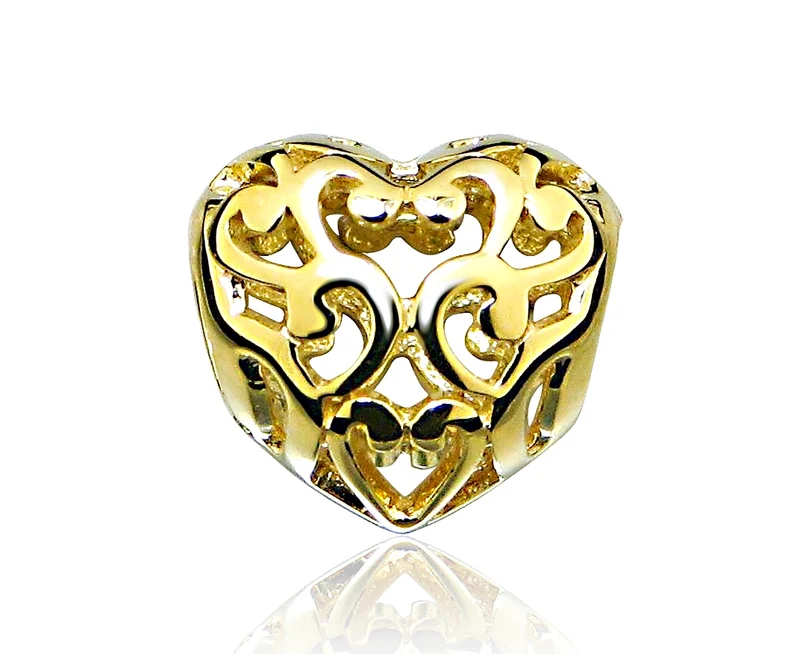 HERZ ANHÄNGER, BEAD FÜR ARMBAND, GOLDSCHMUCK CHARM