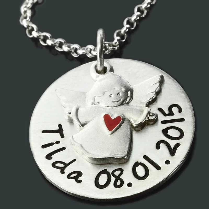 TAUFKETTE GRAVUR, ENGELSCHMUCK, TAUFE SCHMUCK, KETTE