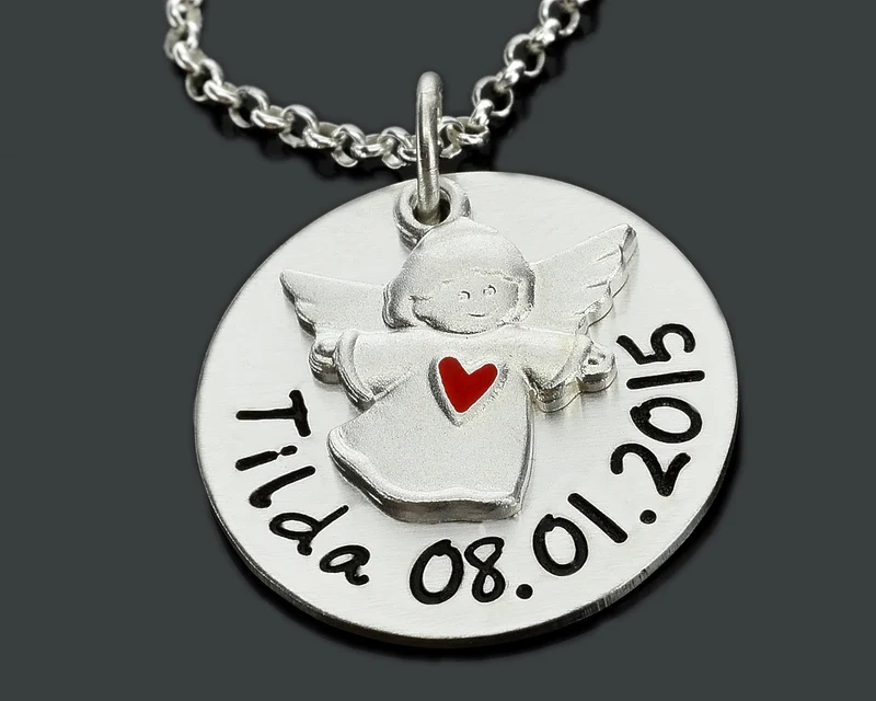 TAUFKETTE GRAVUR, ENGELSCHMUCK, TAUFE SCHMUCK, KETTE