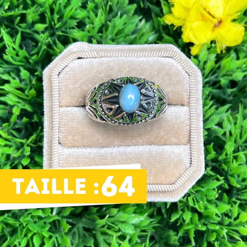 Silberner Larimar-Stern-Siegelring Nr. 4