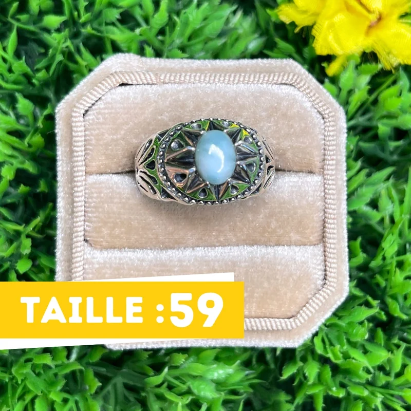 Silberner Larimar-Stern-Siegelring Nr. 8