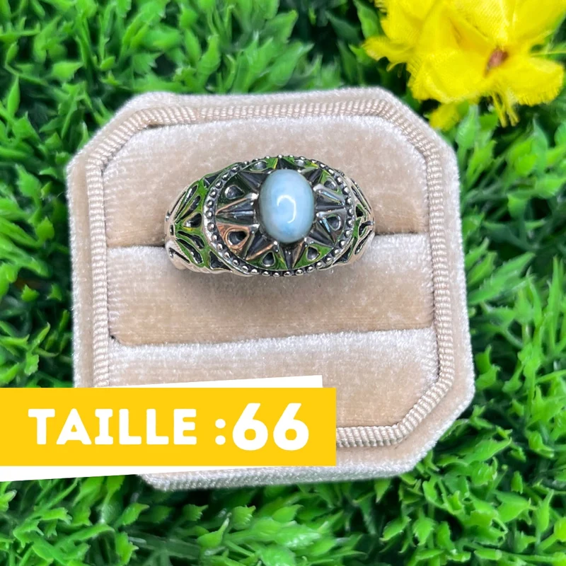 Silberner Larimar-Stern-Siegelring Nr. 5