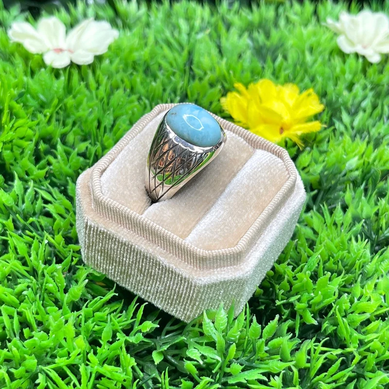 Larimar Harlekin Silber Siegelring Nr. 1