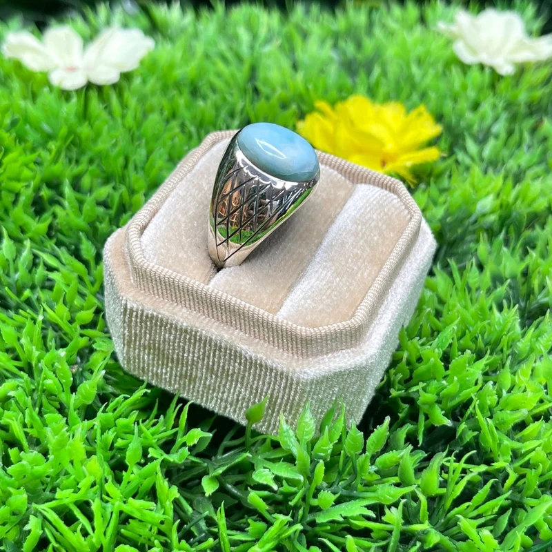 Larimar Harlekin Silber Siegelring Nr. 3