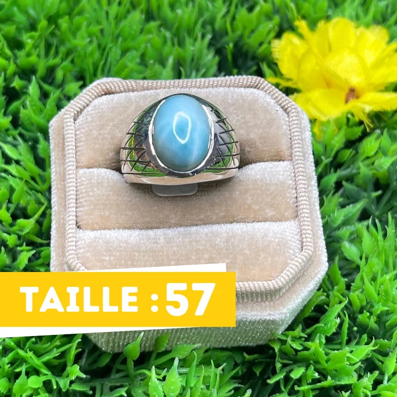Larimar Harlekin Silber Siegelring Nr. 4