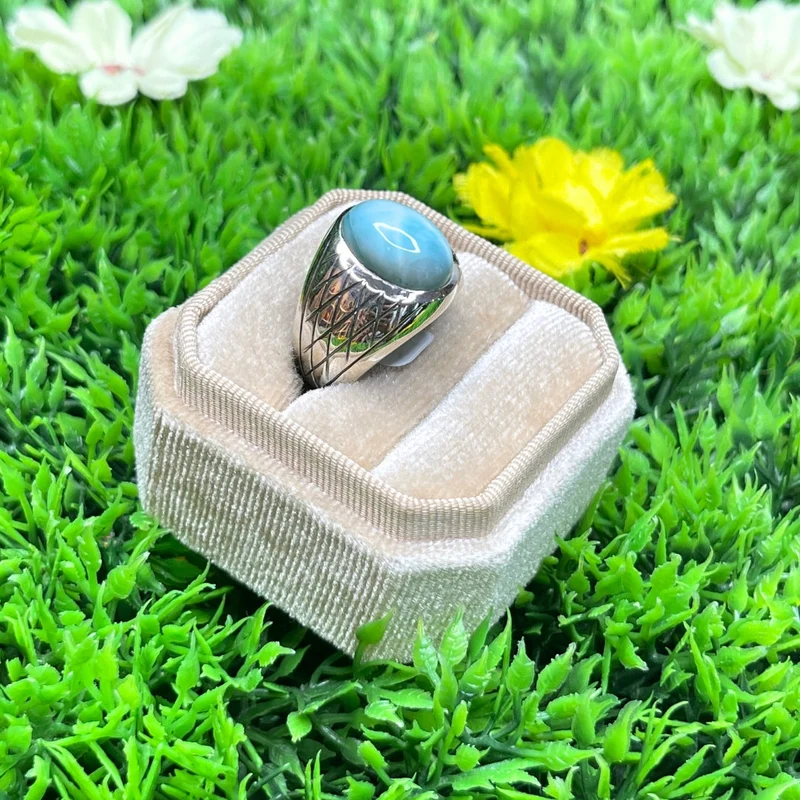 Larimar Harlekin Silber Siegelring Nr. 4