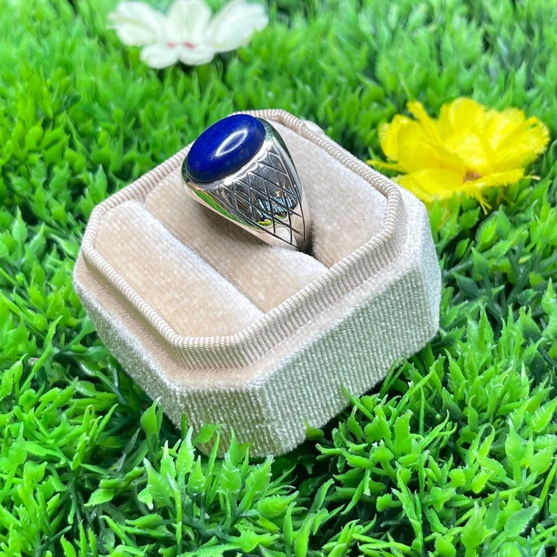 Silberner Lapislazuli-Harlekin-Siegelring Nr. 4