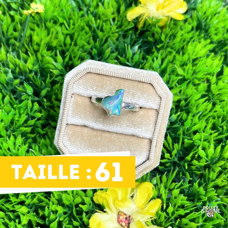 Äthiopischer Opal-Silberring (Größe 61)
