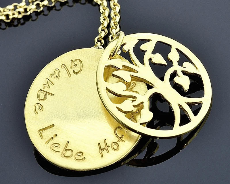 KETTE MIT GRAVUR, NAMENSKETTE GOLD, SCHMUCK, GOLDSCHMUCK,