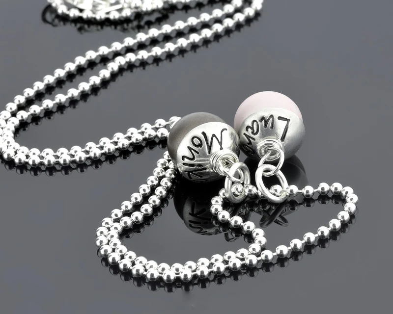 SCHMUCK GRAVUR DAMEN NAMENSPERLEN HALSKETTE 925 SILBER PERLEN NAMENSKETTE