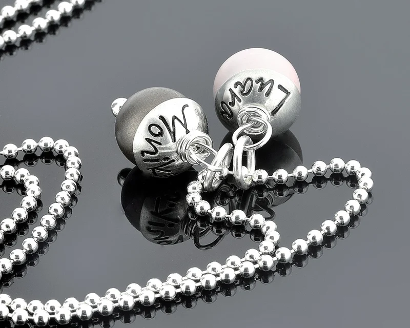 SCHMUCK GRAVUR DAMEN NAMENSPERLEN HALSKETTE 925 SILBER PERLEN NAMENSKETTE