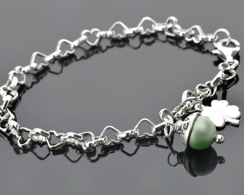 ARMBAND MIT NAMENSPERLE, DAMENARMBAND SILBER, NAMENSARMBAND, BETTELARMBAND