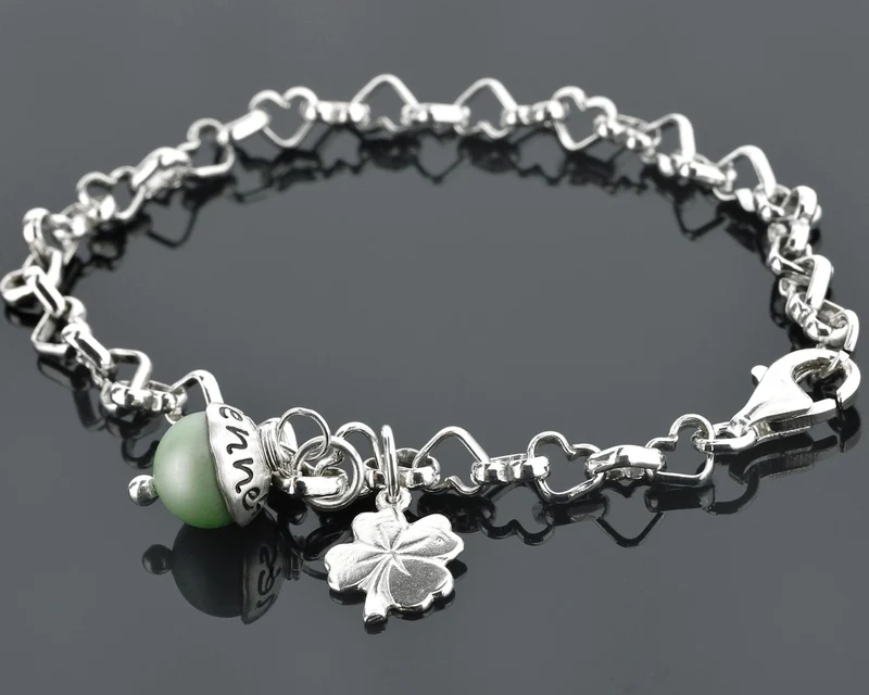 ARMBAND MIT NAMENSPERLE, DAMENARMBAND SILBER, NAMENSARMBAND, BETTELARMBAND