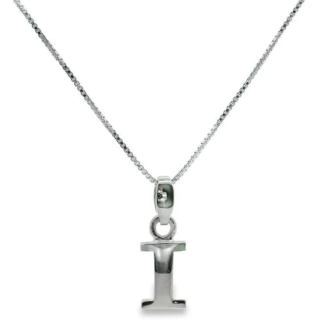 Letter I Silver Initial Pendant Necklace, 40-45cm