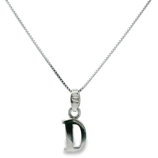 Letter D Silver Initial Pendant Necklace, 40-45cm