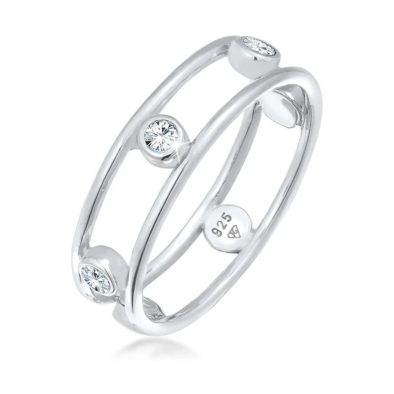 Ring Doppelt | Mit Kristallen von Swarovski® (Weiß)