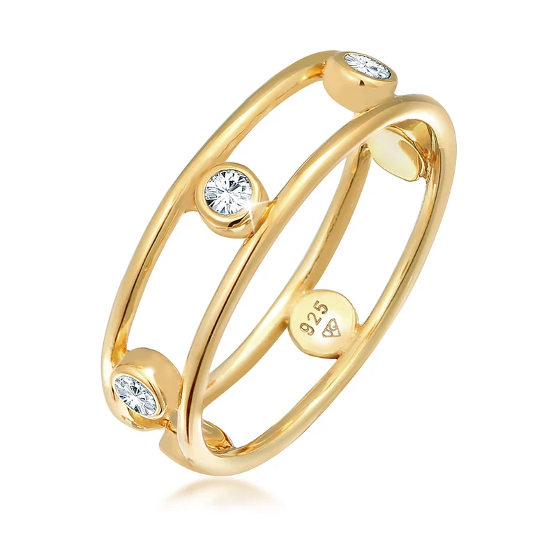 Ring Doppelt | Mit Kristallen von Swarovski® (Weiß)
