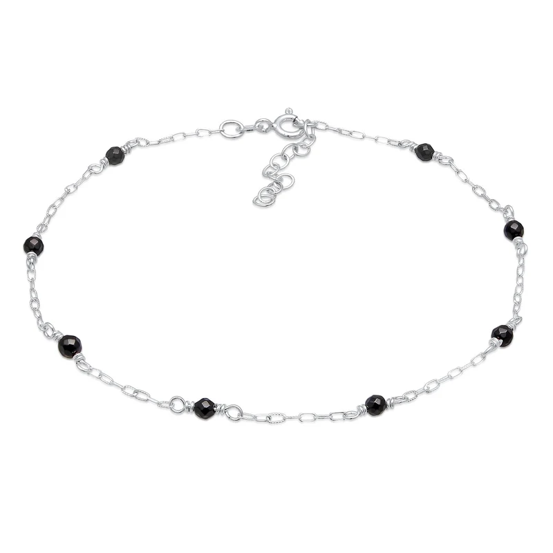 Fußkettchen Beads | Onyx Perlen (Schwarz)