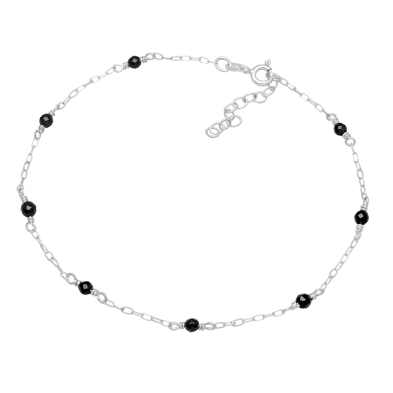 Fußkettchen Beads | Onyx Perlen (Schwarz)