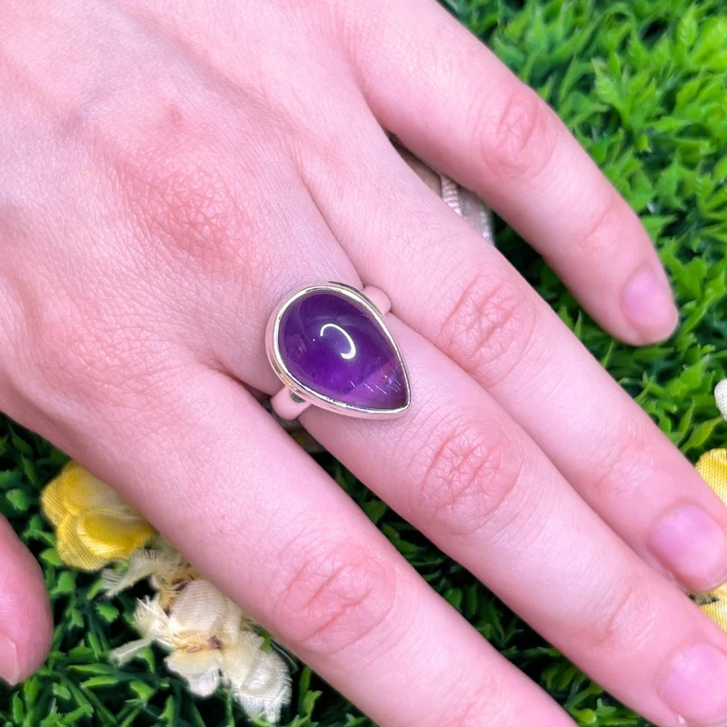 925 Silber Amethyst Ring #66
