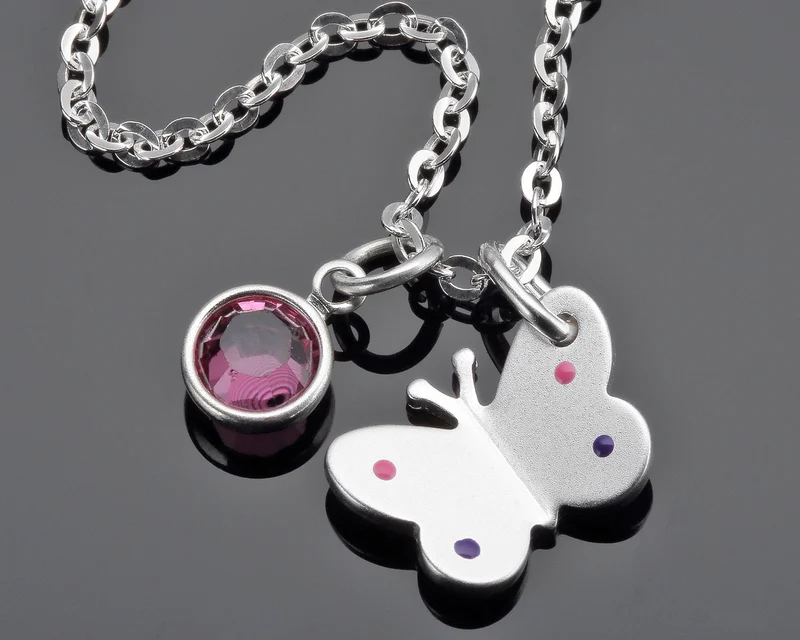 KINDERKETTE 925 SILBER KINDERSCHMUCK SCHMETTERLING, GESCHENK GEBURTSTAG