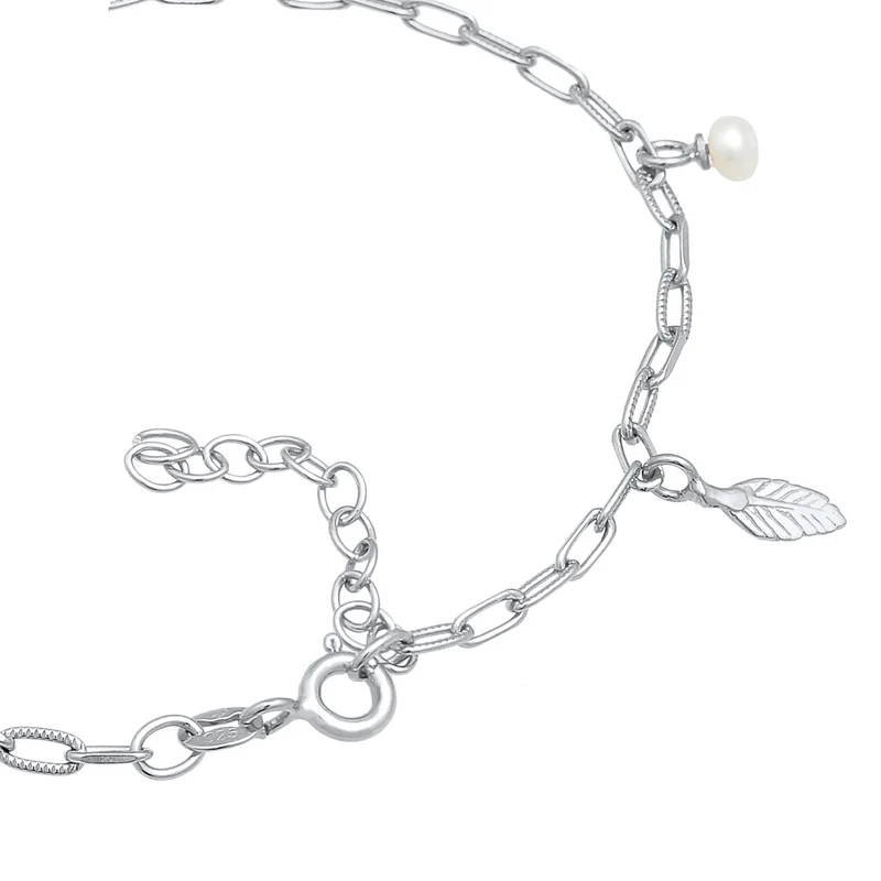 Armband Kreuz Feder Herz | Perle