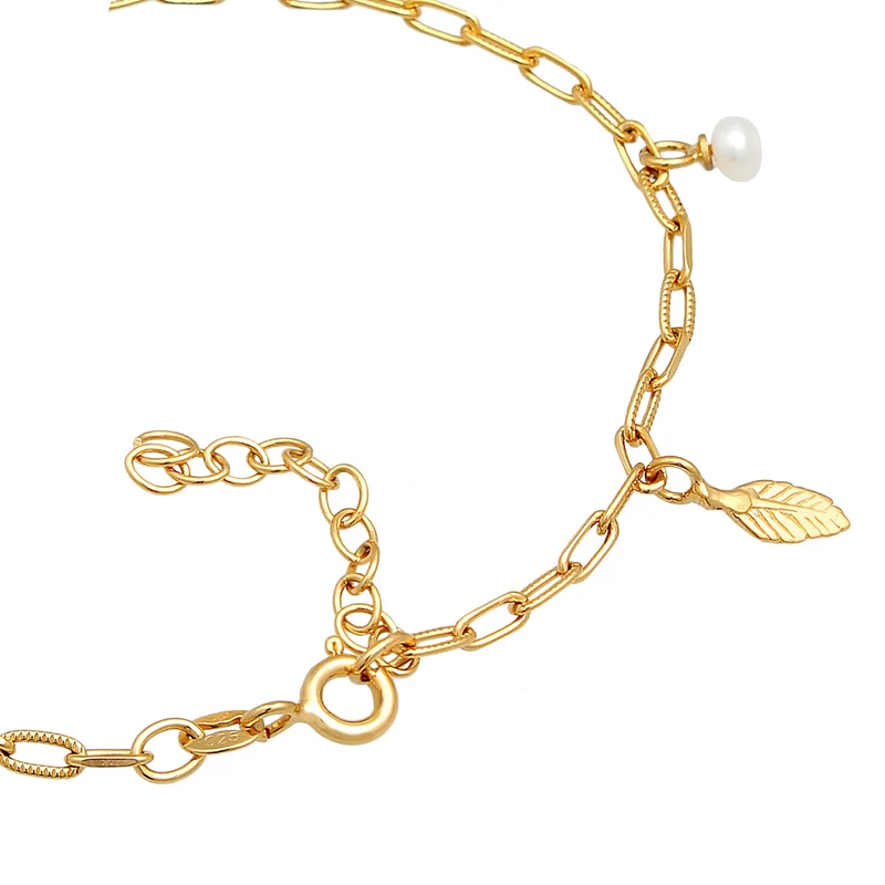 Armband Kreuz Feder Herz | Perle