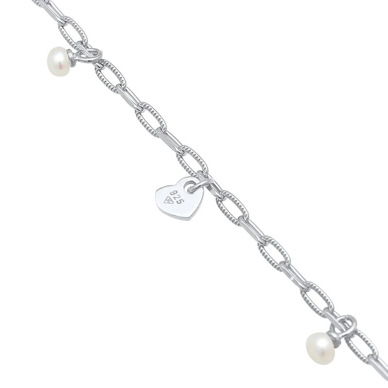 Armband Kreuz Feder Herz | Perle
