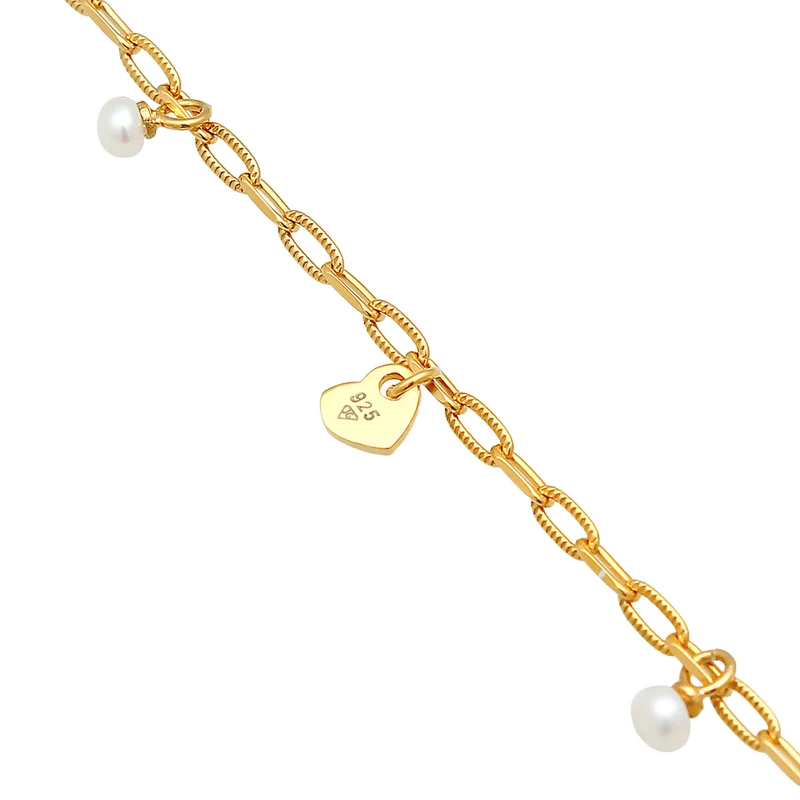 Armband Kreuz Feder Herz | Perle