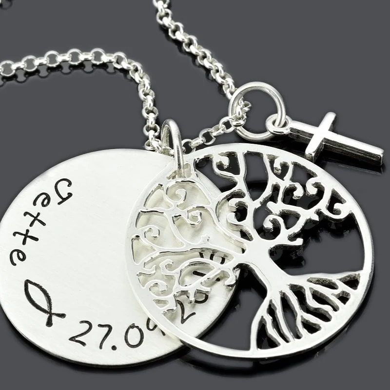 TAUFSCHMUCK MIT GRAVUR, TAUFKETTE SILBER, TAUFGESCHENK